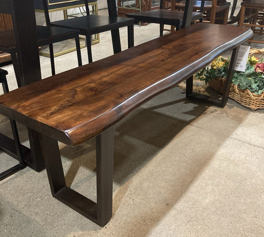 Cast Iron & Acacia Wood Dining BENCH 56w15d18h
