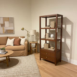Celine 2-Drawer Etagere BOOK SHELF Walnut/Gold 28w16d70h