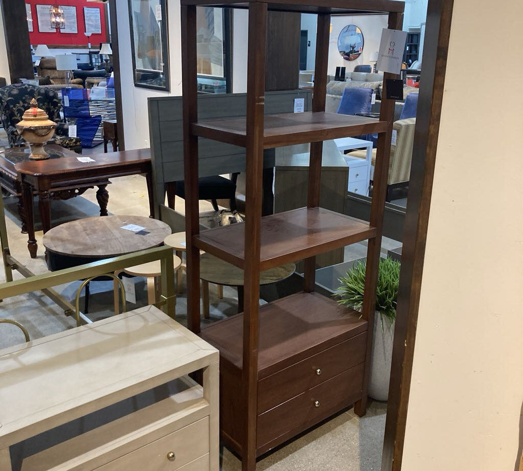 Celine 2-Drawer Etagere BOOK SHELF Walnut/Gold 28w16d70h