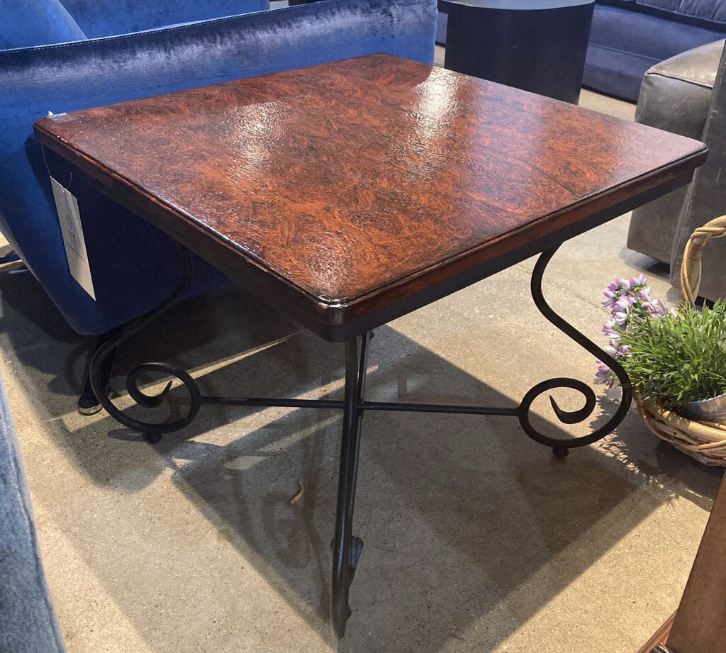 French Regency Scrolled Metal Base END/SIDE TABLE 23.5w23.5d20h