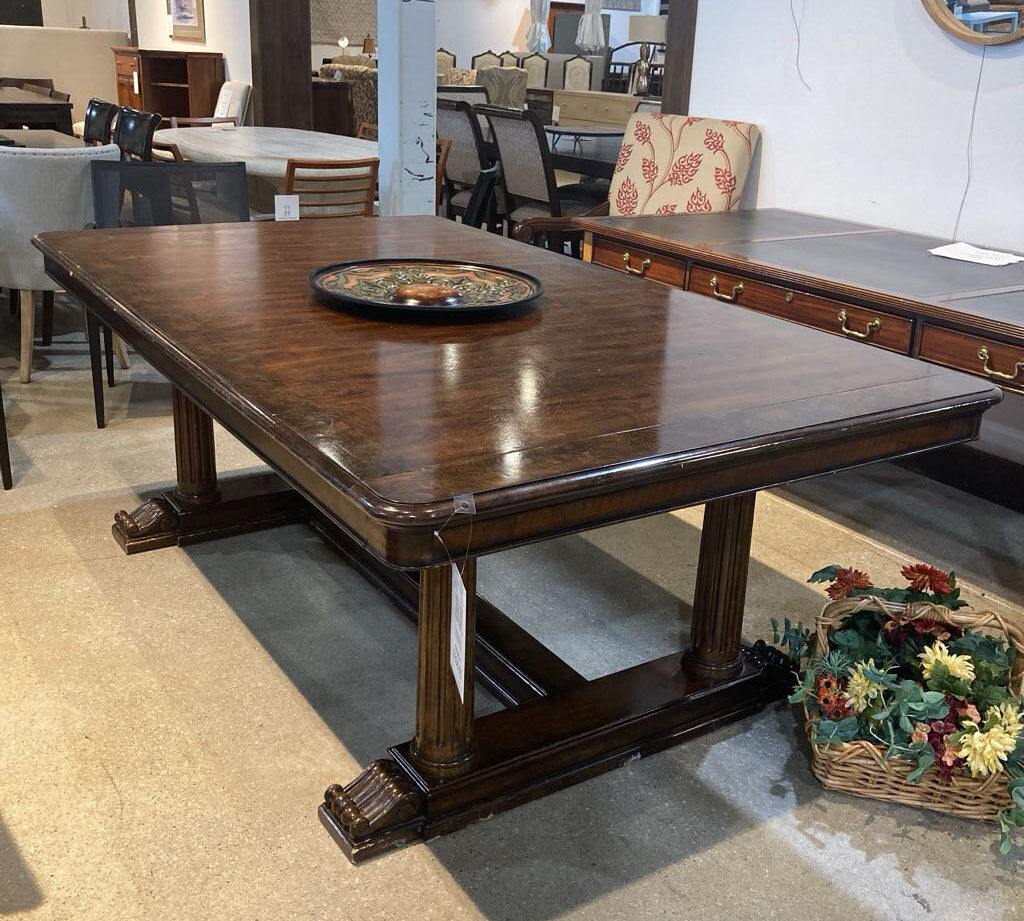 Ethan Allen Smithsonian Trestle Table w/ Two 20" Leaves DINING TABLE 82w48d30h