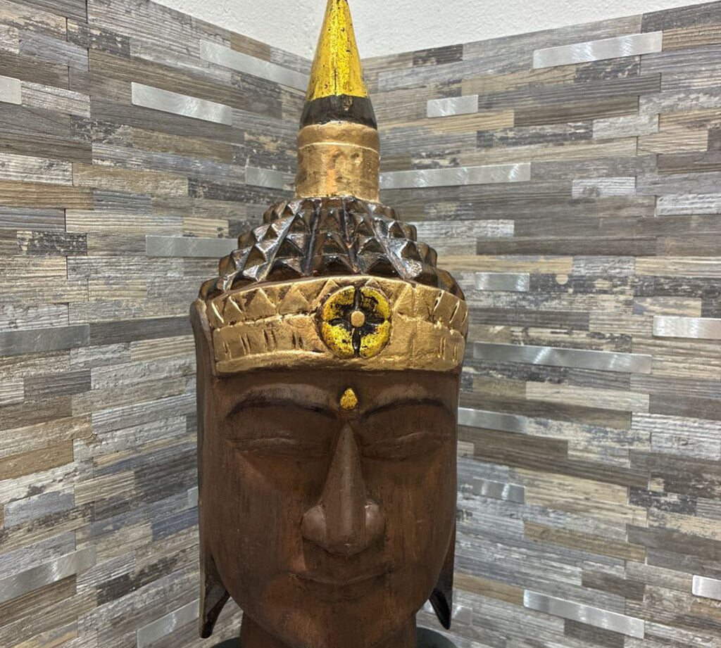 Hand Carved Buddha Bust On Stand GIFT 8x35