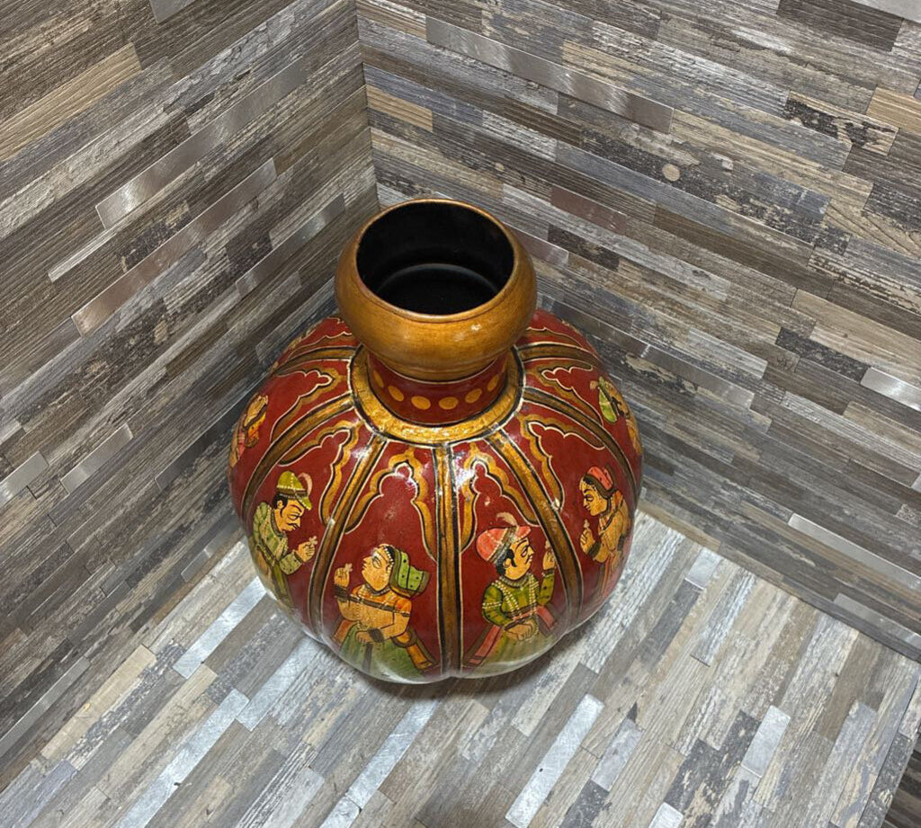 Hand Painted Metal Indian Vase GIFT 10x13