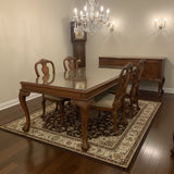 Chippendale W/Glass Top Feet 2-31"Leaves DINING TABLE 60w45dx31h