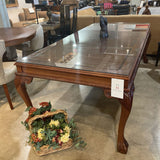 Chippendale W/Glass Top Feet 2-31"Leaves DINING TABLE 60w45dx31h