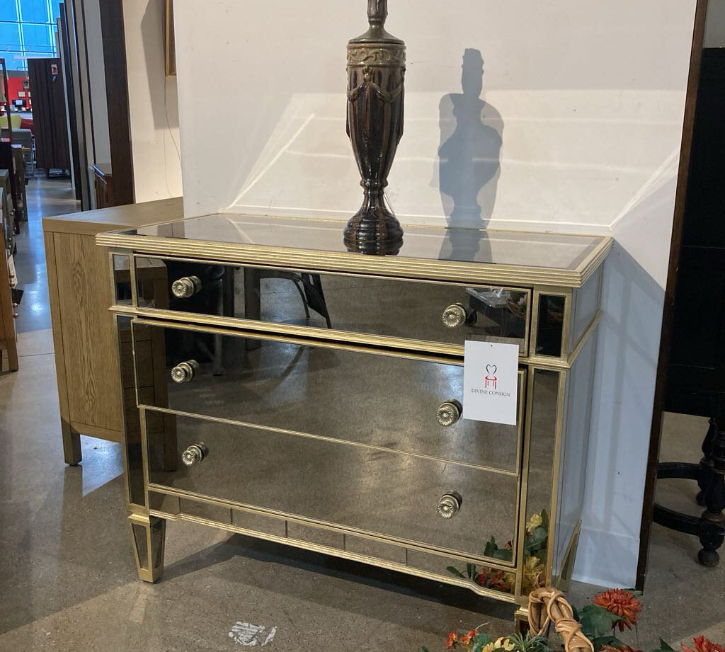 Regency Smoked Glass Chest 3 Drawers DRESSERS/CHESTS 42w19d35h