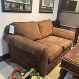 Rolled Arm Micro Suede LOVE SEAT Brown 66w42d33h