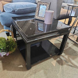 Square Tiered Lacquer END/SIDE TABLE Black 23.5w23.5d20h