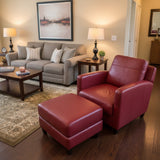 Leather Armchair w/ Ottoman CHAIR Red 33w34d34h