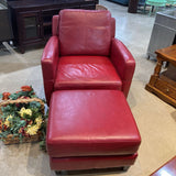Leather Armchair w/ Ottoman CHAIR Red 33w34d34h