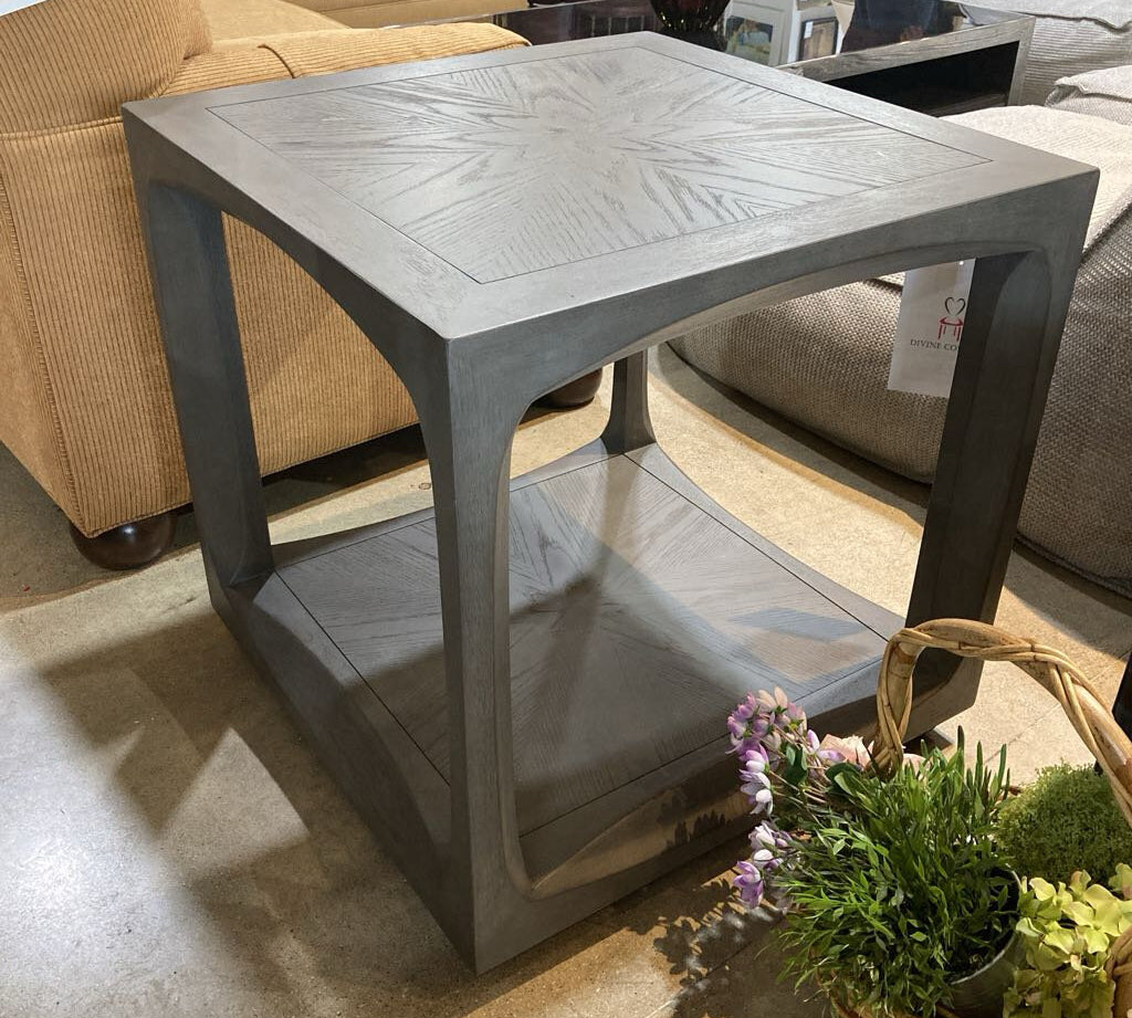 Artistica Appellation Wire Brushed Square END/SIDE TABLE Medium Gray 25w25d25h