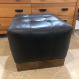 Whittmore Sherrill Leather Cube w/ Faux Crocodile Trim OTTOMANS Black 23w23d19h
