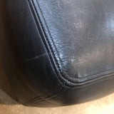 Whittmore Sherrill Leather Cube w/ Faux Crocodile Trim OTTOMANS Black 23w23d19h