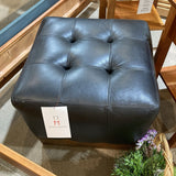 Whittmore Sherrill Leather Cube w/ Faux Crocodile Trim OTTOMANS Black 23w23d19h