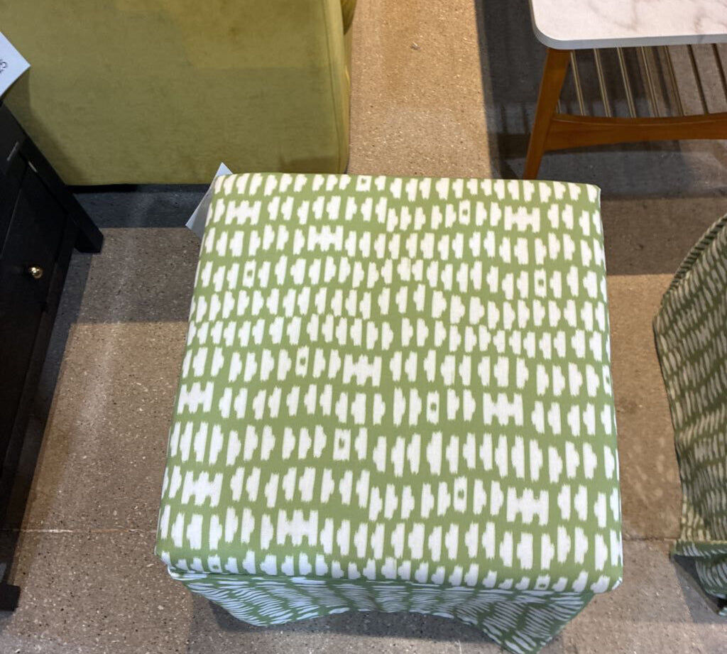 Skirted Storage Ottoman | Olive Odalisque OTTOMANS Green 20Wx20Dx18.5H