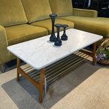 Walker Edison MCM Faux Marble Top COFFEE/COCKTAIL TABLE 44w22d18h