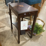 Wood Pullout Tray w/ Medallion Inlay SIDE TABLE Plantation Cherry 12Wx18Dx24H