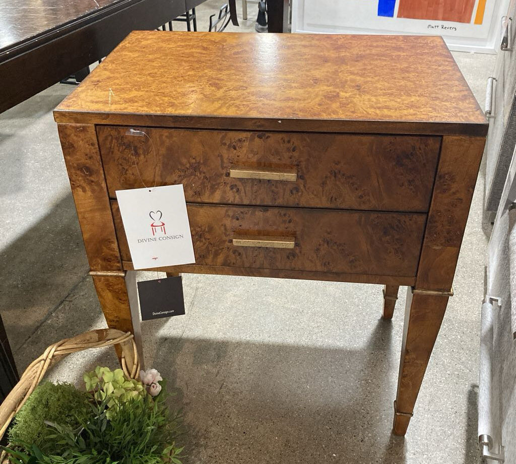 Kai Burl 2-Drawer SIDE TABLE 24Wx16Dx28H