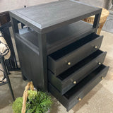 Celine 3-Drawer NIGHTSTAND Charcoal 28Wx17Dx33H