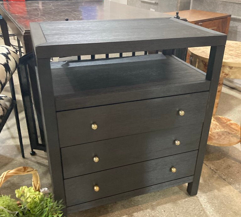 Celine 3-Drawer NIGHTSTAND Charcoal 28Wx17Dx33H