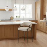 TOV Furniture Tatum Boucle Counter BAR/COUNTER STOOL Cream 21.5w21.5d35h