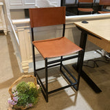 Pottery Barn Hardy Leather Counter BAR/COUNTER STOOL Saddle Tan/Bronze 18w18d39h