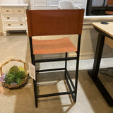 Pottery Barn Hardy Leather Counter BAR/COUNTER STOOL Saddle Tan/Bronze 18w18d39h