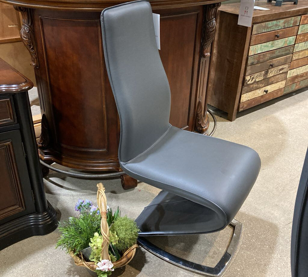 Chintaly Imports Contemporary Faux Leather Z-Chair DINING CHAIRS Gray 18w20d40h