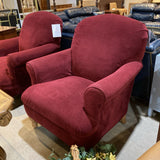 Traditional Velvet Roll Arm LOUNGE CHAIRS Red 36w38d39h