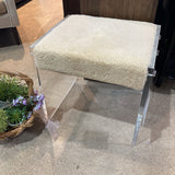 CB2 Acrylic Shearling Stool BENCH 20w16d18h