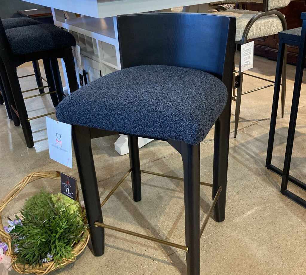 The Delancey Italian Brushed Wool Counter Height BAR/COUNTER STOOL 18w20d33h