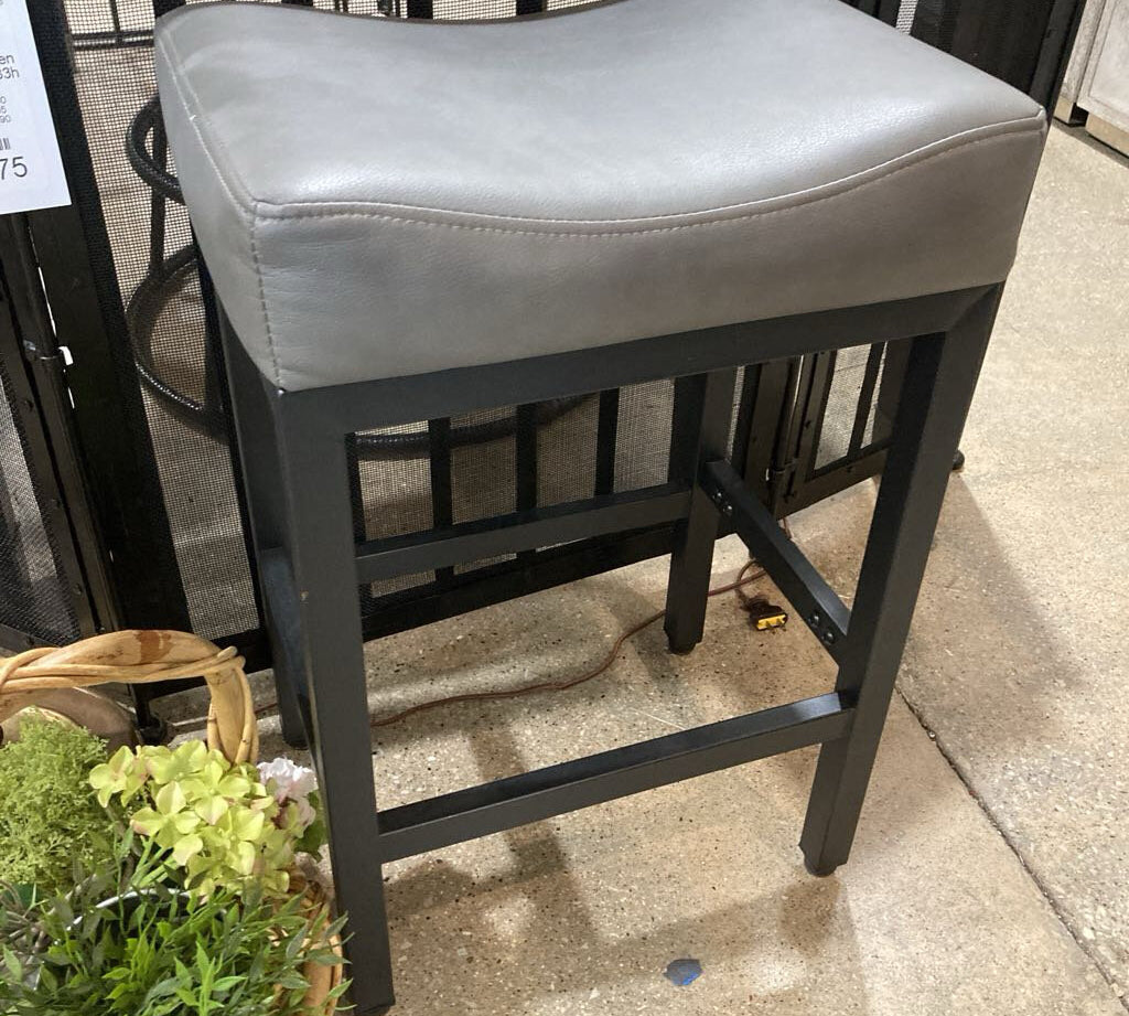 Bonded Leather Counter Height BAR/COUNTER STOOL Gray 17w13d25h