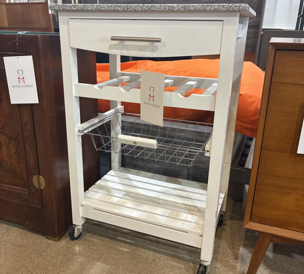 Granite Top Mobile Kitchen Kart FURNITURE 23w16d34h