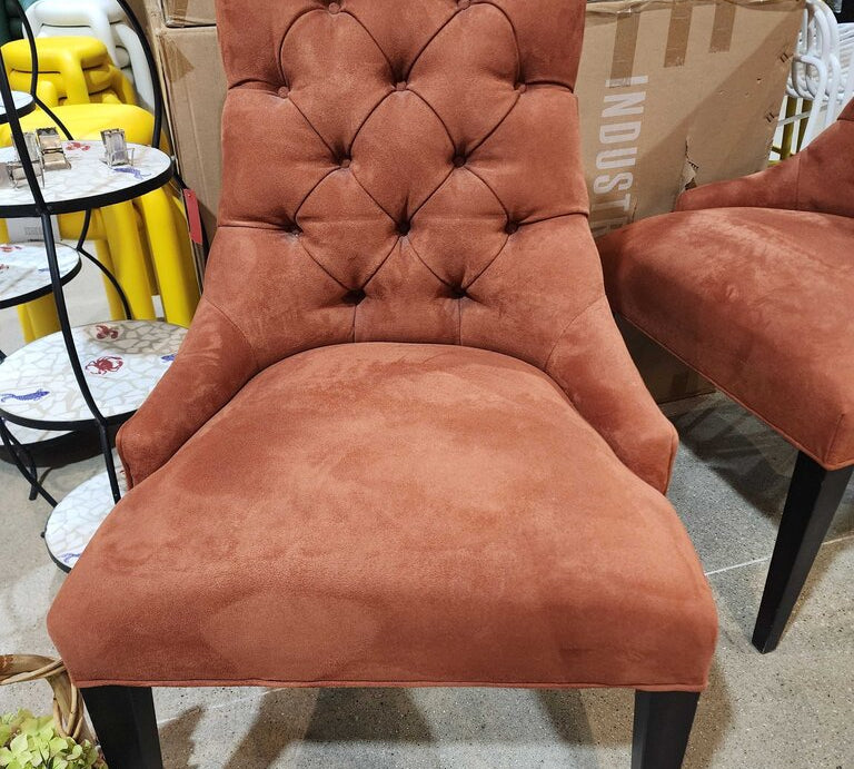 Restoration Hardware Suede Side Chair w/ Patterned Back DINING CHAIRS Rust 24w22d39h