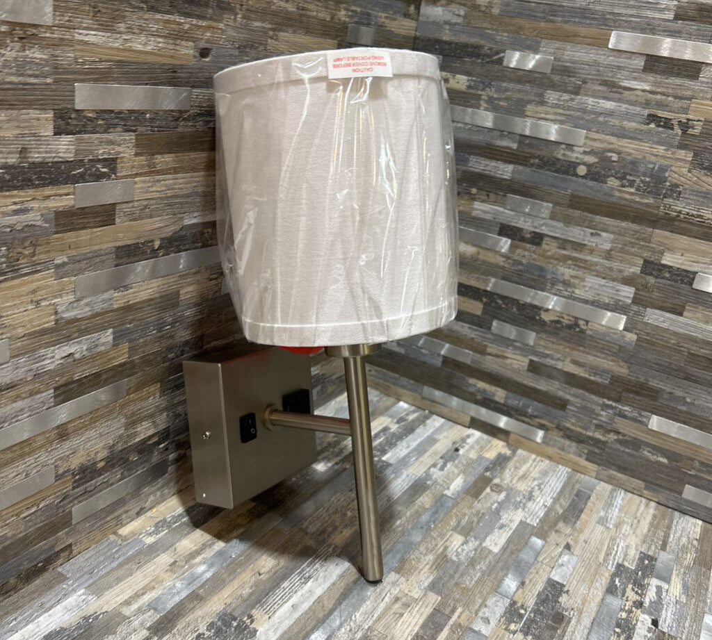 Wall Swing In Satin Nickel w/ Convenience Outlet LIGHTING 6w8d15h