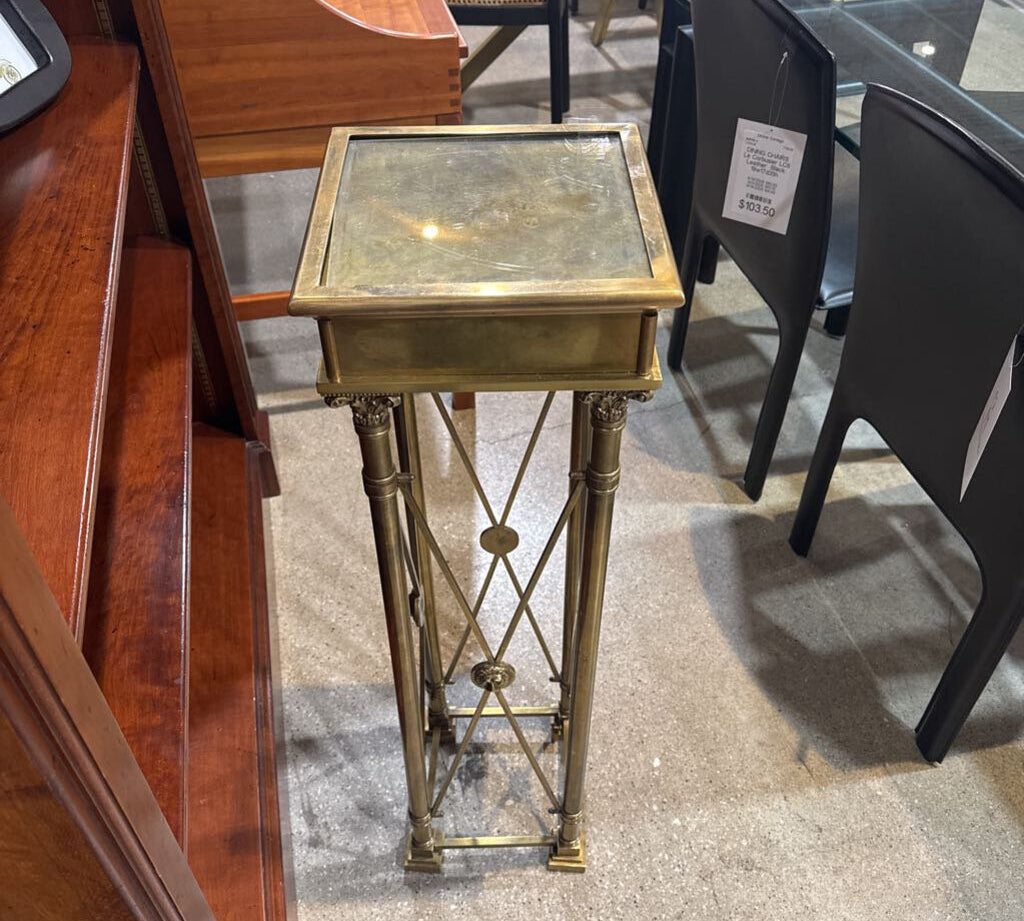 Vintage Italian Empire-Style Brass & Gold Gilt Pedestal FURNITURE 11w11d37h