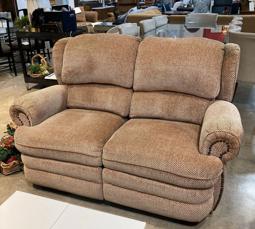 Textured Chenille Manual Recliner LOVE SEAT Tan 56Wx38Dx40H