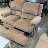 Textured Chenille Manual Recliner LOVE SEAT Tan 56Wx38Dx40H