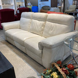 Natuzzi Editions 3-Seat Leather Brivido Reclining SOFA Off White 88Wx37Dx35H