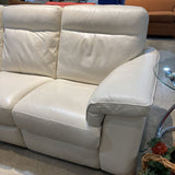 Natuzzi Editions 3-Seat Leather Brivido Reclining SOFA Off White 88Wx37Dx35H