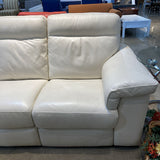 Natuzzi Editions 3-Seat Leather Brivido Reclining SOFA Off White 88Wx37Dx35H