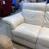 Natuzzi Editions 3-Seat Leather Brivido Reclining SOFA Off White 88Wx37Dx35H