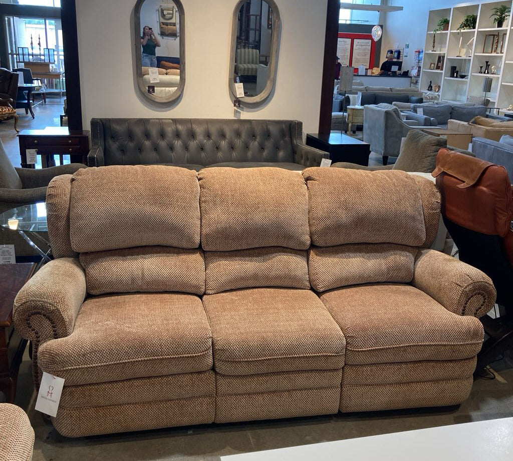 Textured Chenille Manual Recliner SOFA Tan 82W40Dx38H