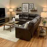 5pc Rounded L-Shape Vegan Leather SECTIONAL Espresso 94Wx94Wx35Dx36H