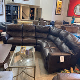 5pc Rounded L-Shape Vegan Leather SECTIONAL Espresso 94Wx94Wx35Dx36H