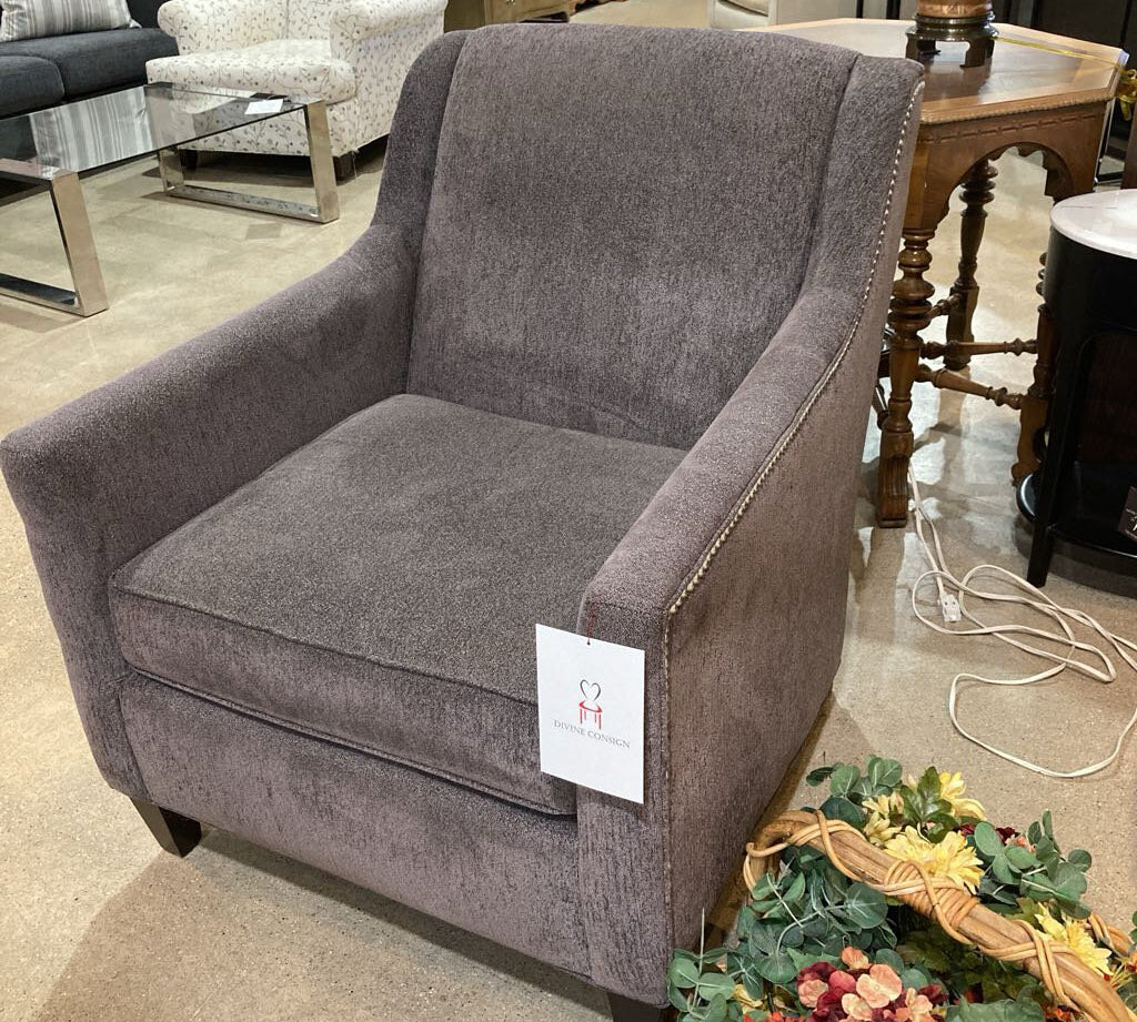 Upholstered Accent Armchair w/ Nailhead Trim CHAIR Gray 30w34d35h