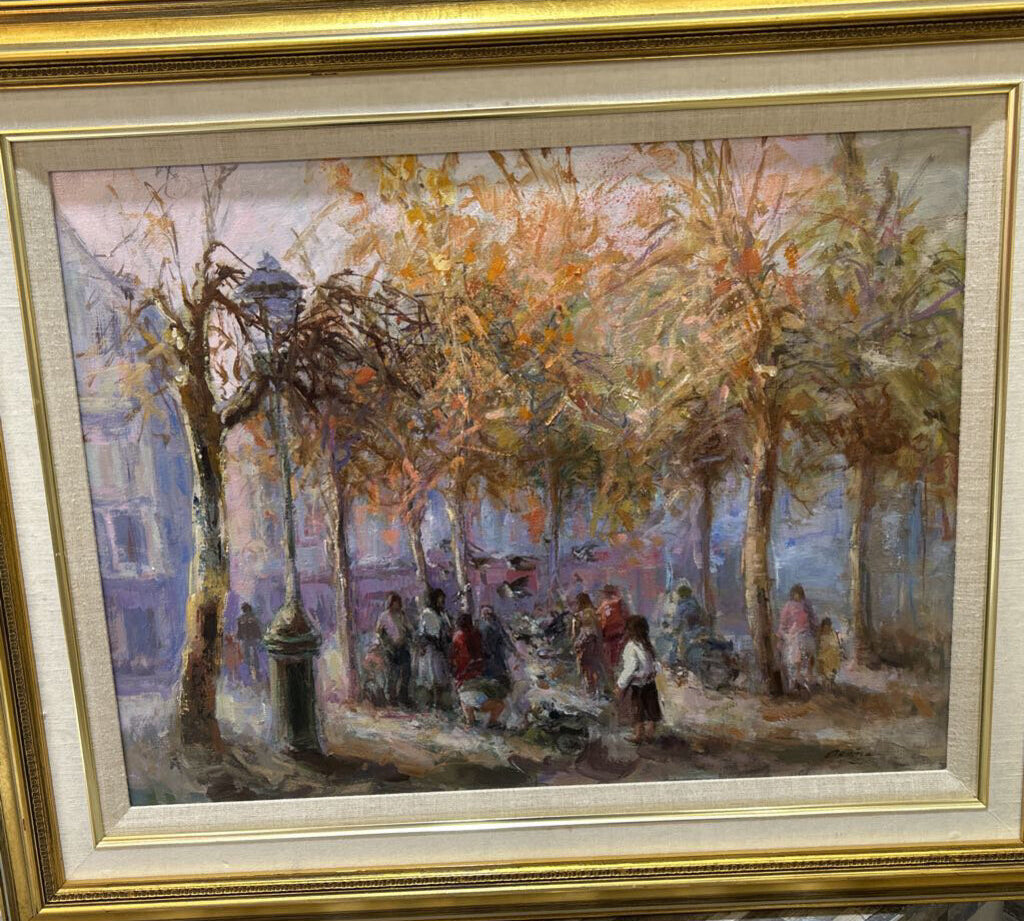 Ornate Framed Canvas Boulevard Scene Oil Painting ART WORK 31x26