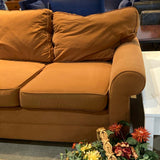 Ethan Allen Traditional Fabric L-Shape Roll-Arm SECTIONAL Terracotta 88w88d30h