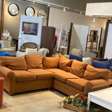 Ethan Allen Traditional Fabric L-Shape Roll-Arm SECTIONAL Terracotta 88w88d30h