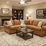 Ethan Allen Traditional Fabric L-Shape Roll-Arm SECTIONAL Terracotta 88w88d30h